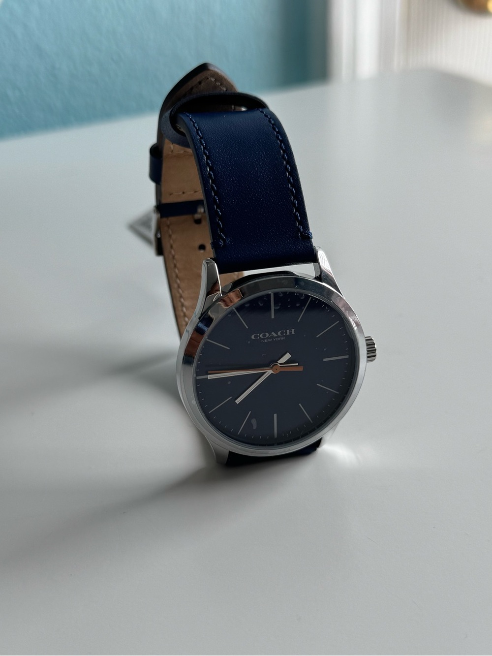 Coach Navy Dial Men's Watch with Silver Case
